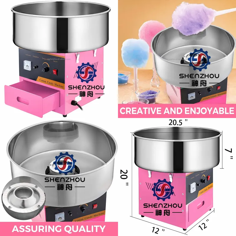 Commercial Cotton Candy Cart - Máquina de Algodão Doce Elétrica Profissional