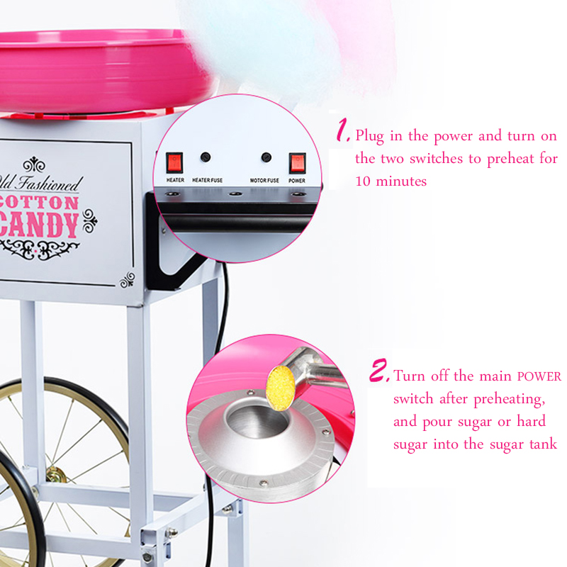 Máquina de algodão doce de alt - Commercial Cotton Candy Cart avaliação e preço