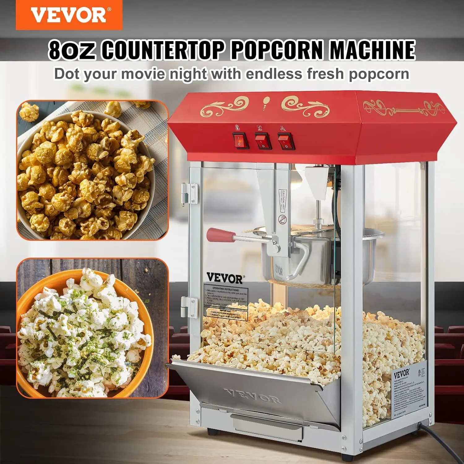 Máquina de Pipoca Comercial, C - Commercial Popcorn Machine 8Oz Kettle avaliação e preço