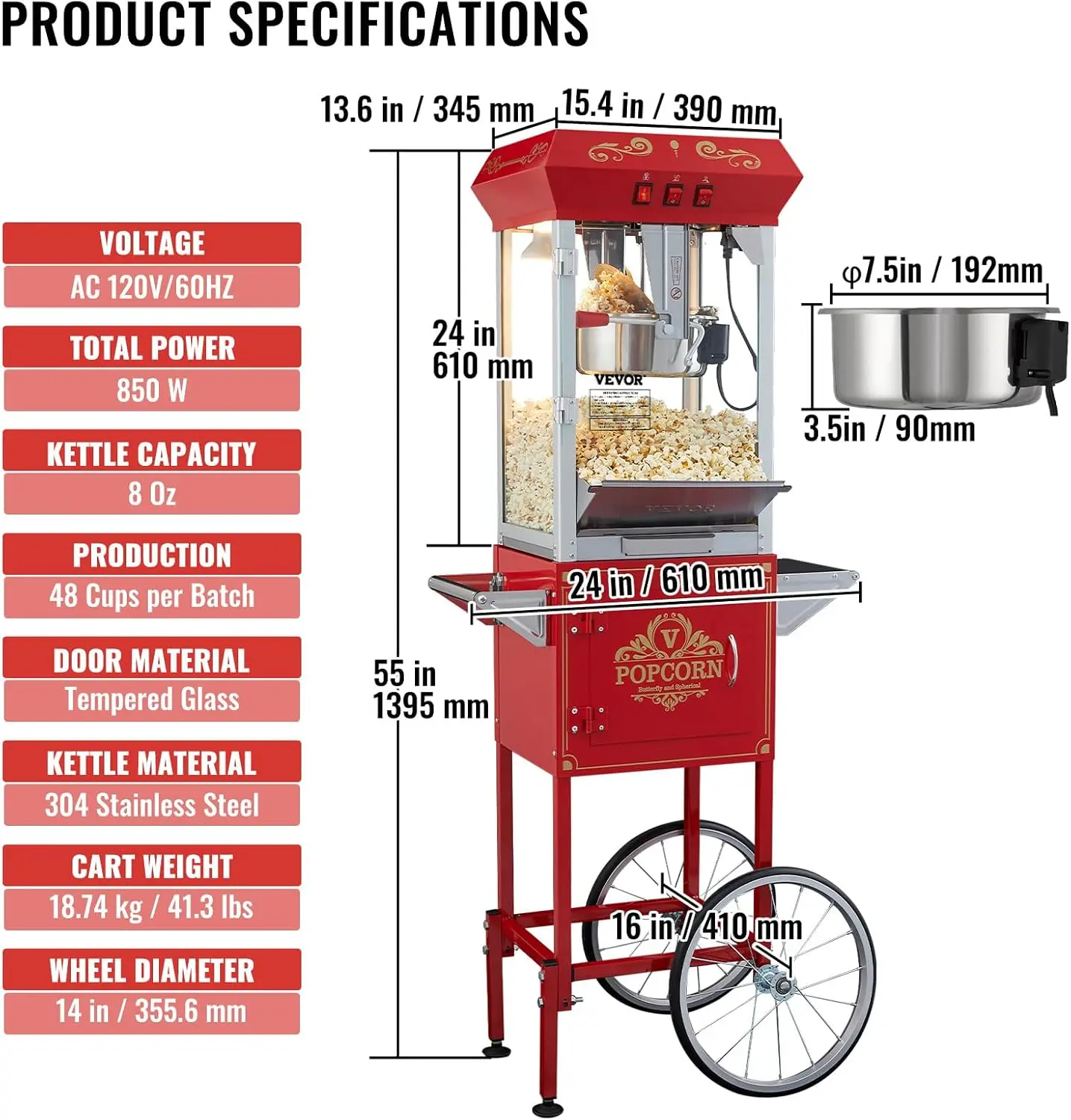 Máquina de Pipoca Comercial, C - Commercial Popcorn Machine 8Oz Kettle avaliação e preço